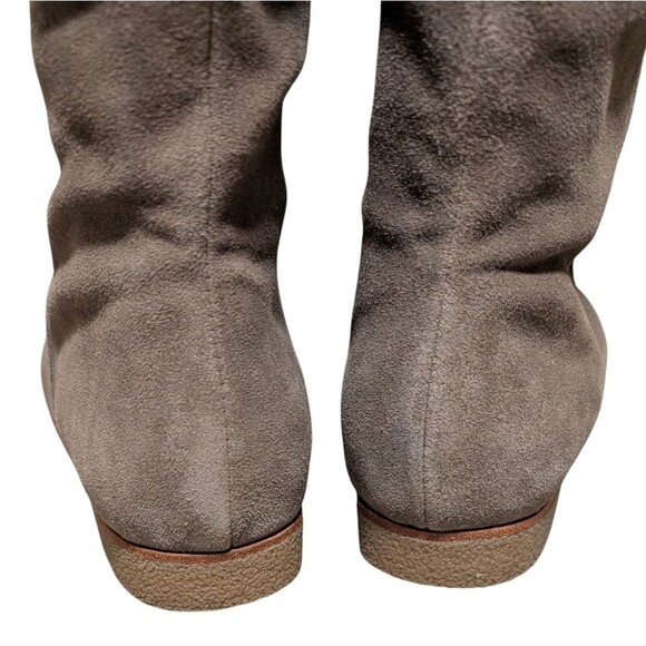Sam Edelman Orlando suede knee high boots size 8.5M taupe faux fur cuffs pull on - Picture 5 of 13